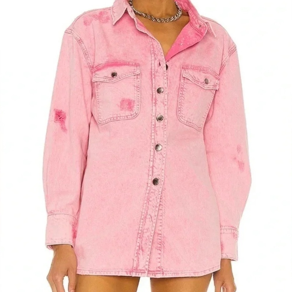 Retrofete Doreen Pink Button Down Shirt